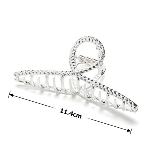 Заколка/краб для волосся "Петля" металева 11,4 см срібна