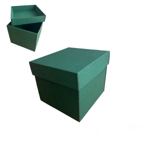 Коробка подарункова 19*19*7 см мікрогофра зелена