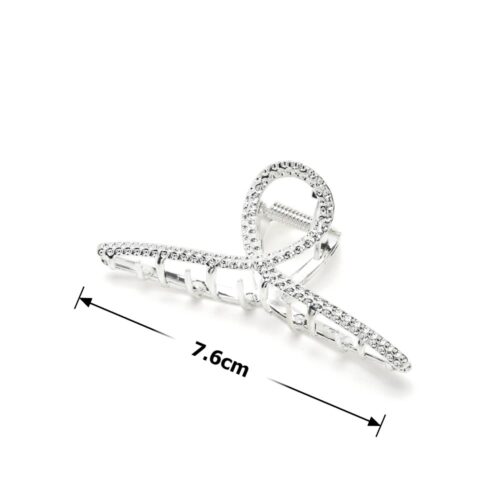 Заколка/краб для волосся "Петля" металева 7,6 см срібна