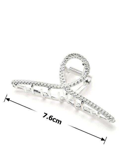 Заколка/краб для волосся "Петля" металева 7,6 см срібна