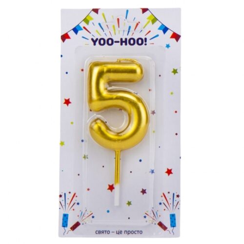 Свічка-цифра для торта золота (0-9 мікс) 10 см