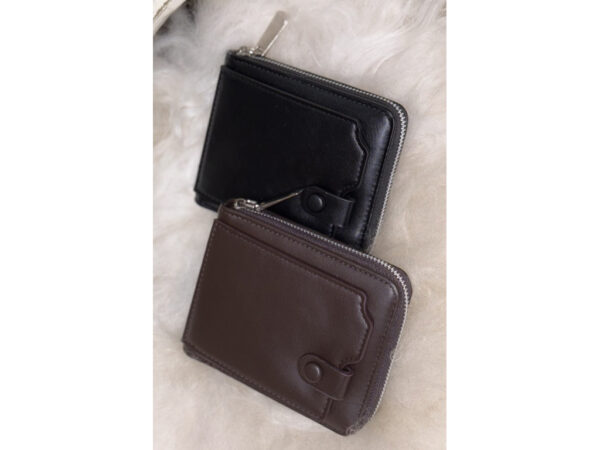 Гаманець чоловічий компактний чорний/коричневий