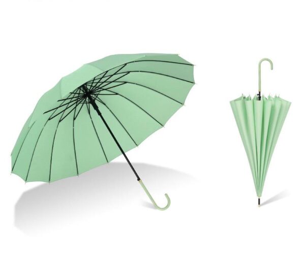 Парасоля-трость півавтомат однотонна з ручкою-гачком 16 спиць/D105 см/ антивітер