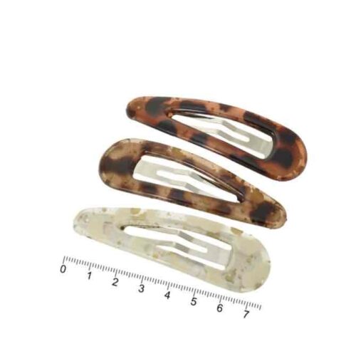 Заколка тік-так трикутна з пластиковою накладкою тигрова 7 см