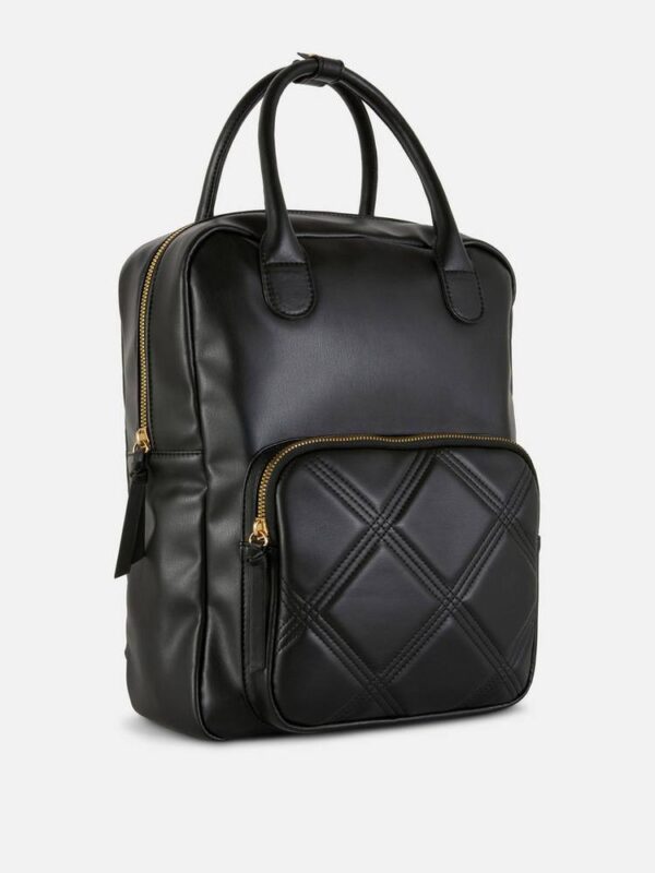 Рюкзак-сумка з ручками та стьобаною кишенею еко-шкіра Primark чорний