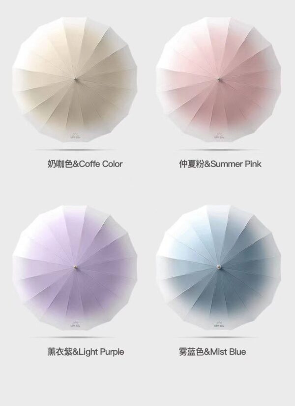 Парасоля-трость півавтомат омбре з ручкою-гачком 16 спиць/антивітер D 105 см