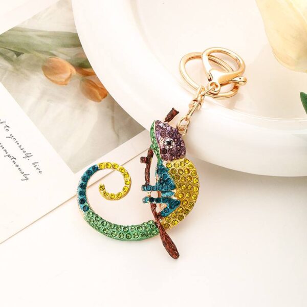 Брелок "Ящірка" металевий зі стразами