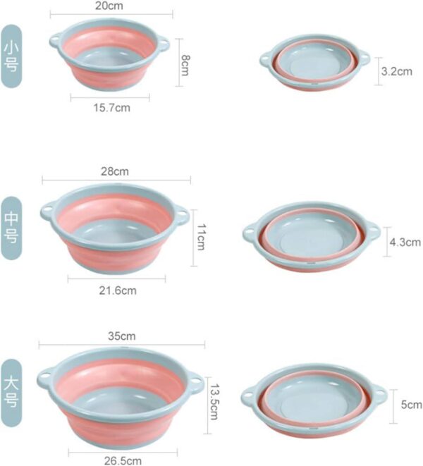 Тазик силіконовий побутовий, телескопічний, розмір (23/12,5/8), рожево-блакитний