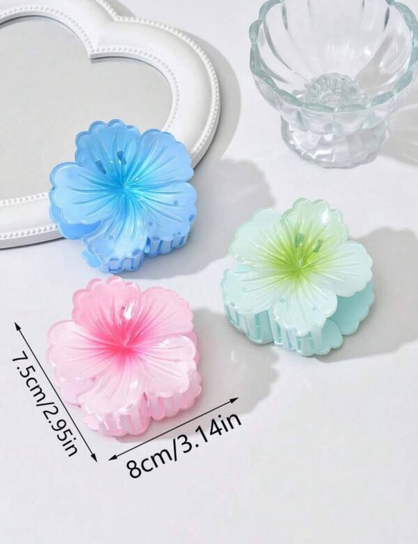 Заколка-краб для волосся «Тропічна квітка» L (7-8 см) мікс кольорів 1 шт