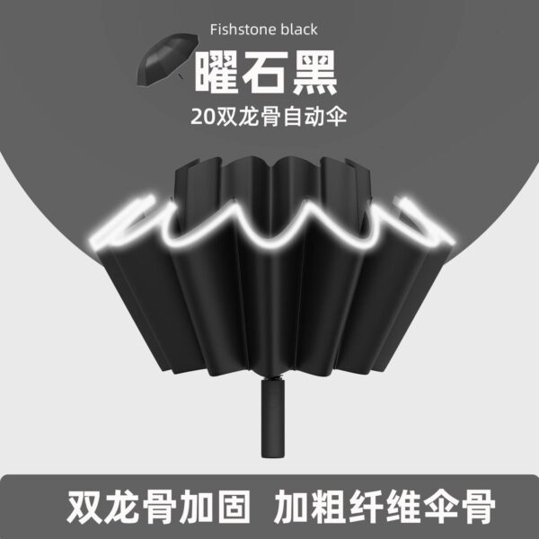 Парасоля компактна зворот. склад. автомат 10*2 спиць/D 105 см з ліхтариком і світловідбивною смугою