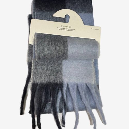 Шарф Primark осінь/зима вузький ворсистий в клітинку синій