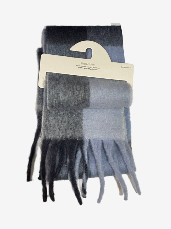 Шарф Primark осінь/зима вузький ворсистий в клітинку синій