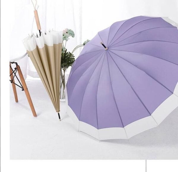 Парасоля-трость півавтомат з кантом з дерев. ручкою 16 спиць D 106 см