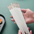 Палички для суші "Сакура" білі з акриловою вставкою 1 пара