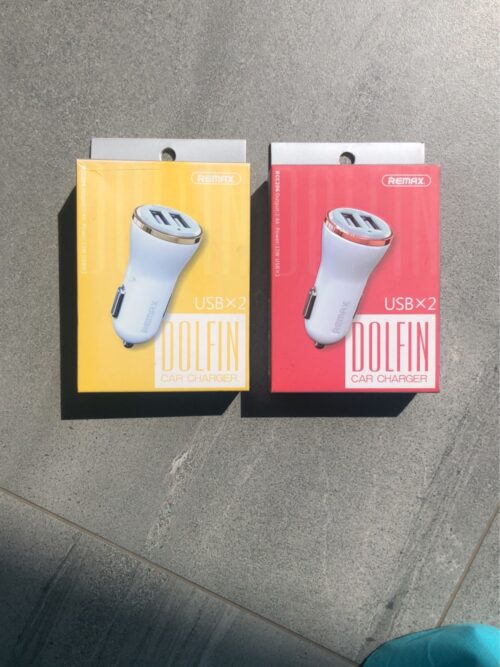 REMAX CAR CHARGER (RCC206) DOLFIN 2.4A (2 USB ports), білий з золотим/білий з рожевим