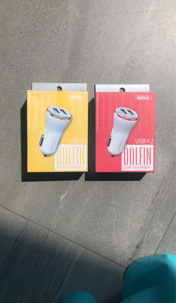 REMAX CAR CHARGER (RCC206) DOLFIN 2.4A (2 USB ports), білий з золотим/білий з рожевим