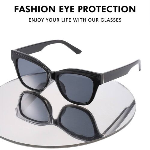 Окуляри жіночі сонцезахисні округла трапеція крупна пластикова оправа/контрасна дуга (10126)