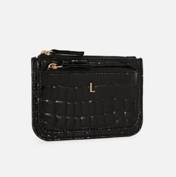 Гаманець компактний Primark лаконічний "крокодил" лакований чорний