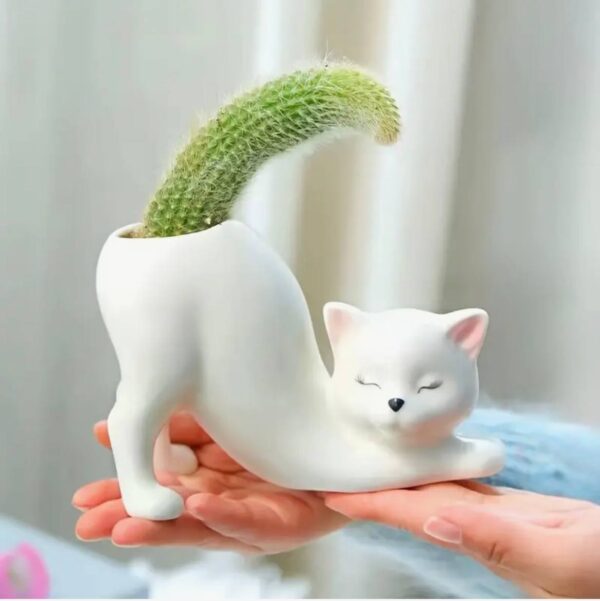 Статуетка-вазон-ваза-органайзер "Котик" 7*10 см білий