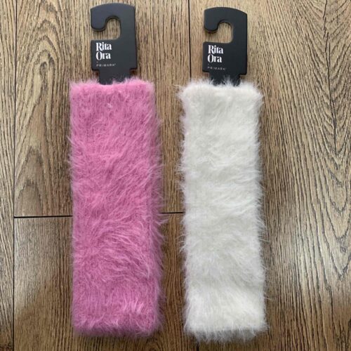 Рукавиці-мітени жіночі Primark Rita Ora високі ворсисті білі/рожеві