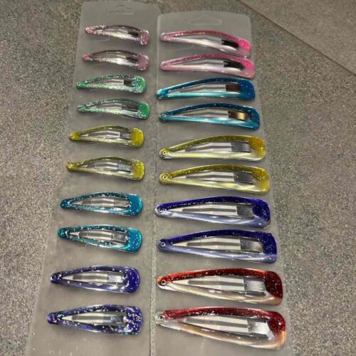 Заколка тік-так трикутна з накладкою блискуча кольорова 1 шт