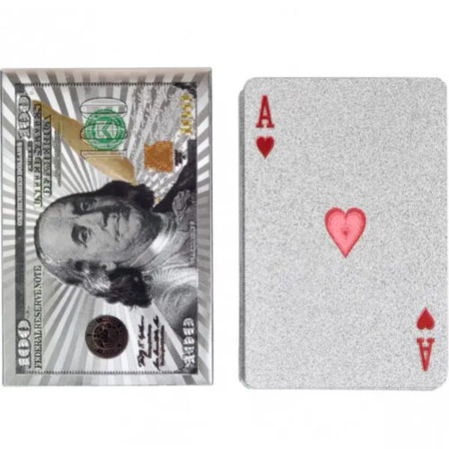 Карти гральні "Долар" пластикові срібні 54 шт