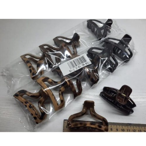 Заколка/краб для волосся лерпардова/чорна 7 см