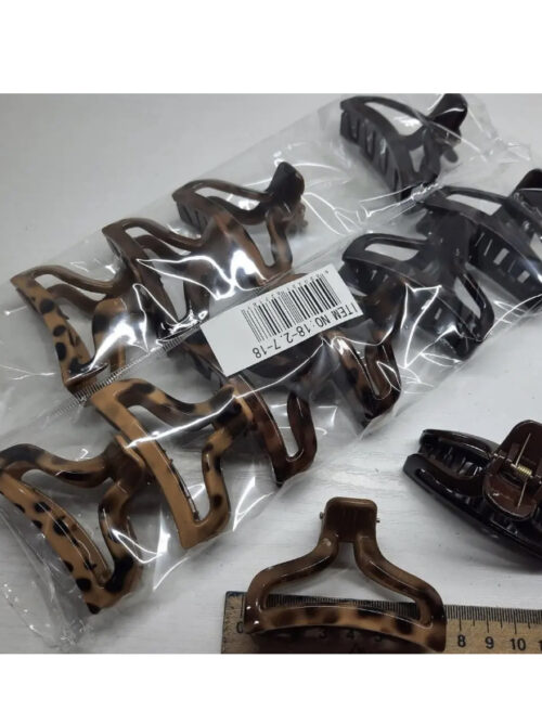 Заколка/краб для волосся лерпардова/чорна 7 см