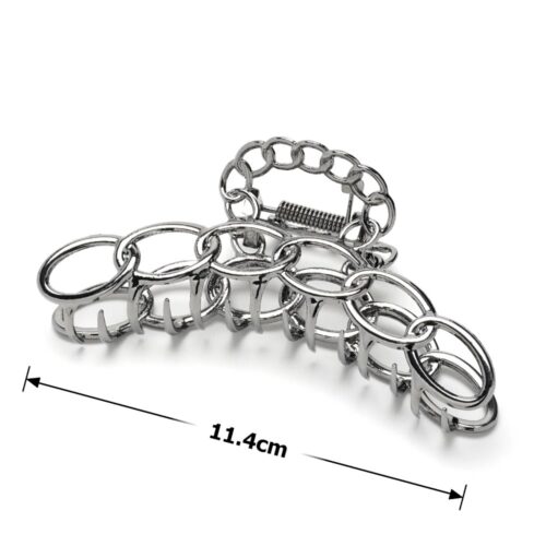 Заколка/краб для волосся "Ланцюг" металева 11,4 см графітова