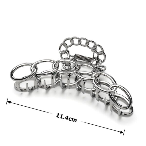 Заколка/краб для волосся "Ланцюг" металева 11,4 см графітова