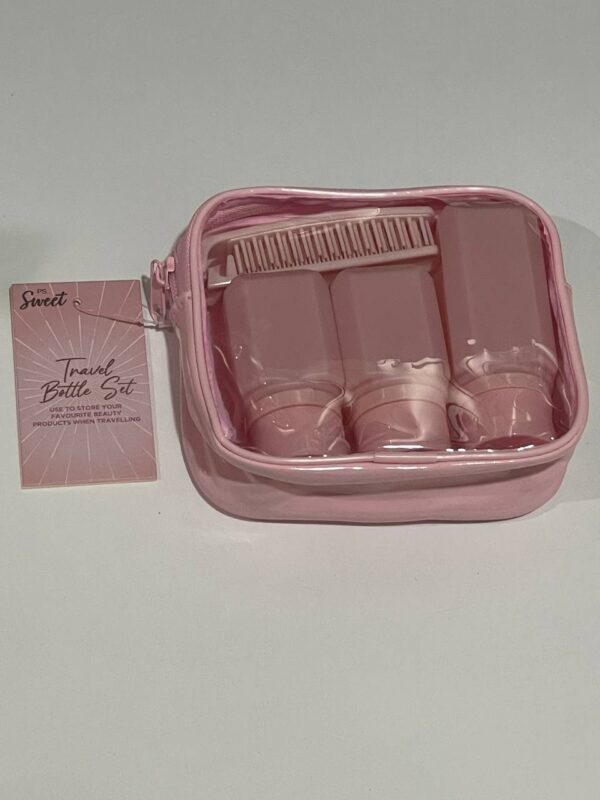 Набір дорожніх баночок 4 в 1 в косметичці (3 баночки+щітка) рожевий Primark