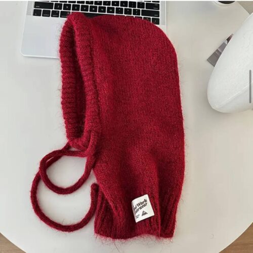 Шапка-Балаклава жіноча з регулюванням в'язана червона