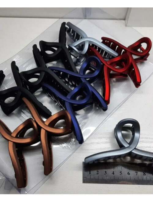 Заколка/краб для волосся "Петля" пластик мікс кольорів 12 см