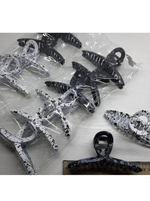 Заколка/краб для волосся "Петля" пластик чорно-білі 12 см