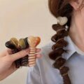 Гумка-спіраль для волосся "Серце" з декором 8 см