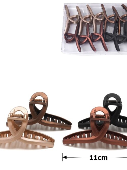 Заколка/краб для волосся «Петля» 11 см пластикова мікс кольорів