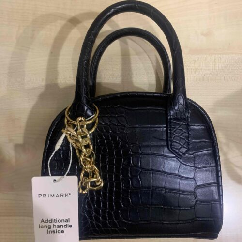 Сумочка Primark з двома ручками текстура крокодил з декор. ланцюгом чорна