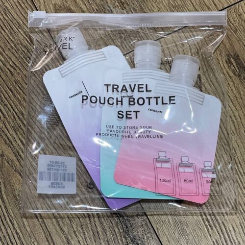 Набір дорожніх баночок 3 в 1 в косметичці (тюбики 100ml/80ml/50ml)