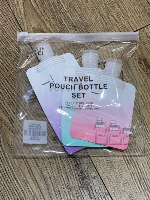 Набір дорожніх баночок 3 в 1 в косметичці (тюбики 100ml/80ml/50ml)