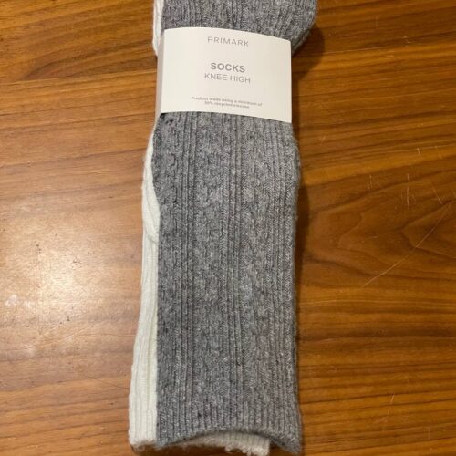 Шкарпетки-підколінки "Knee High" Primark (1 пара) білі/сірі