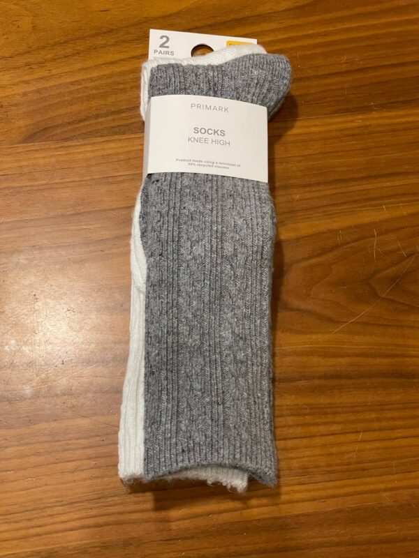 Шкарпетки-підколінки "Knee High" Primark (1 пара) білі/сірі