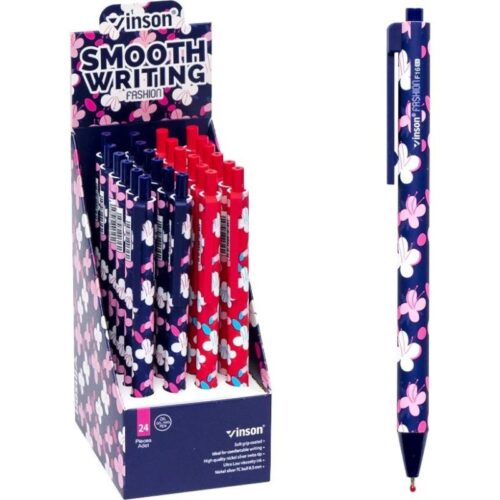 Ручка масляна Vinson "Flower" синя