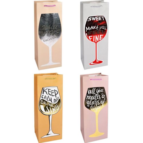 Пакет подарунковий для пляшки (36*11*10) мікс дизайнів