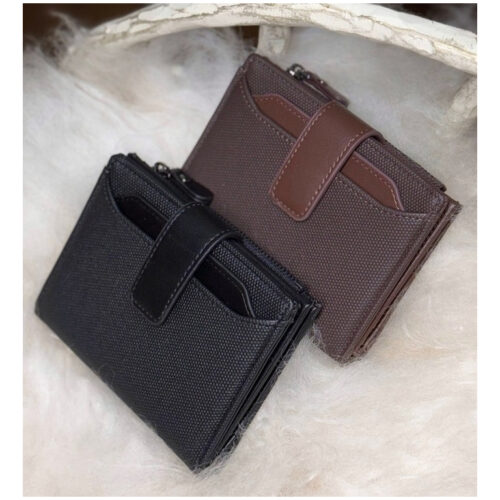 Гаманець чоловічий компактний чорний/коричневий