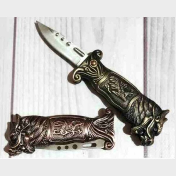 Запальничка "Дракон" з висувним ножем срібний