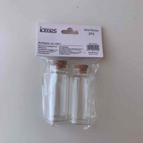 Набір пляшечок зі скла з пробковою кришкою 2 шт (30*70)
