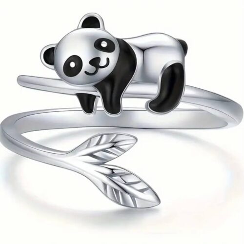 Каблучка жіноча "Панда" срібна (2558)