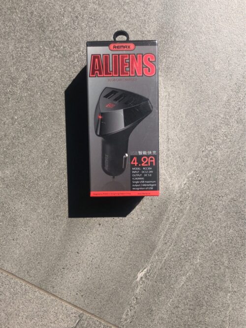 REMAX CAR CHARGER (ALIEN Series) (RCC304) 4.2A, 3 порта, чорний