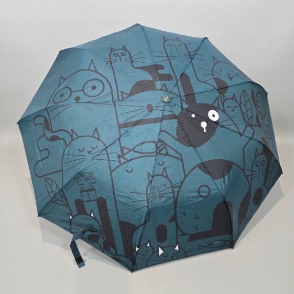 Парасоля компактна півавтомат Mario "Котики абстракція" 9 спиць/97 см антивітер