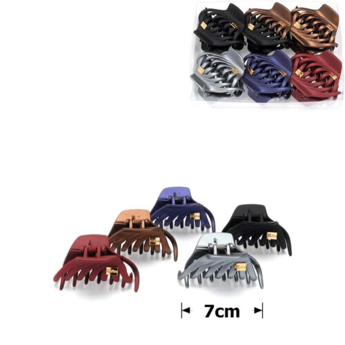 Заколка/краб для волосся 7 см пластик мікс кольорів